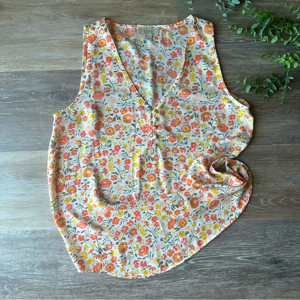 Loft Sleeveless Floral Print Blouse